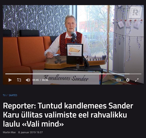 Kanal2 Reporter kandlemees Sander Vali mind