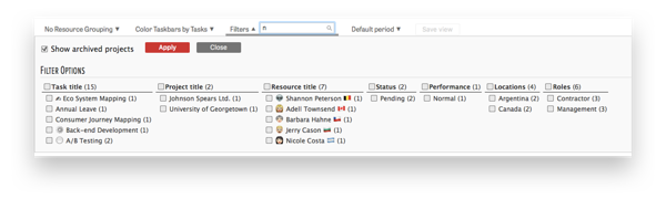 ganttic filtering options ganttic filtering options