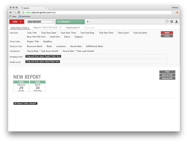 creating resource management report in Ganttic creating resource management report in Ganttic