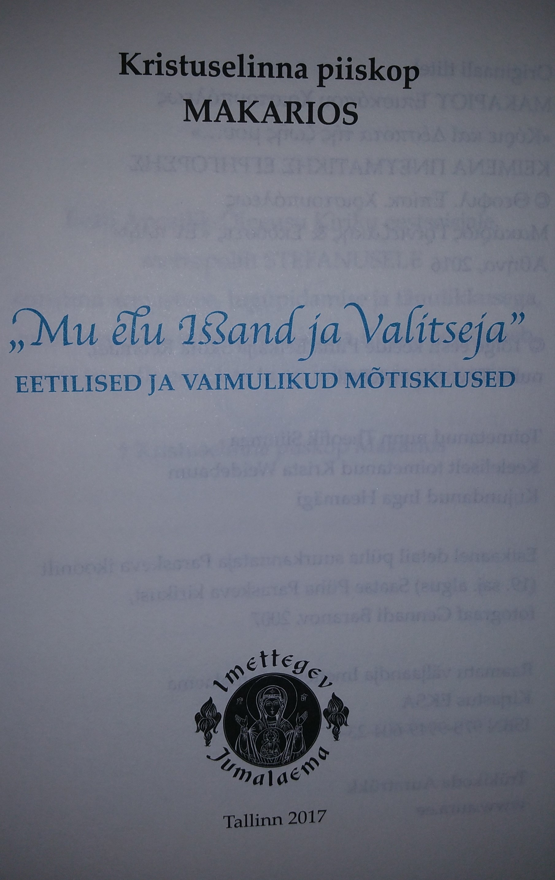 Kristuselinna piiskop Makariose raamat eesti keeles Skiita