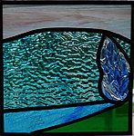 Stained glass with fused glass detail, 18x18cm. Valev Sein