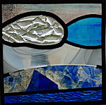 Stained glass, with fused glass detail, 18x18cm. Valev Sein