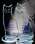 Glass cat. Award for International  Cat Show in Tallinn. H45cm Kalli Sein