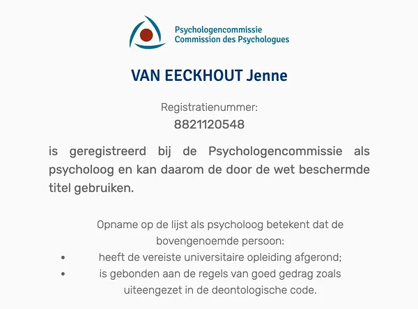 Psychologencommissie Van Eeckhout Jenne