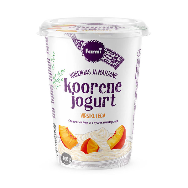 Farmi Krējuma jogurts  ar persiku gabaliņiem, tauku saturs 4,0%