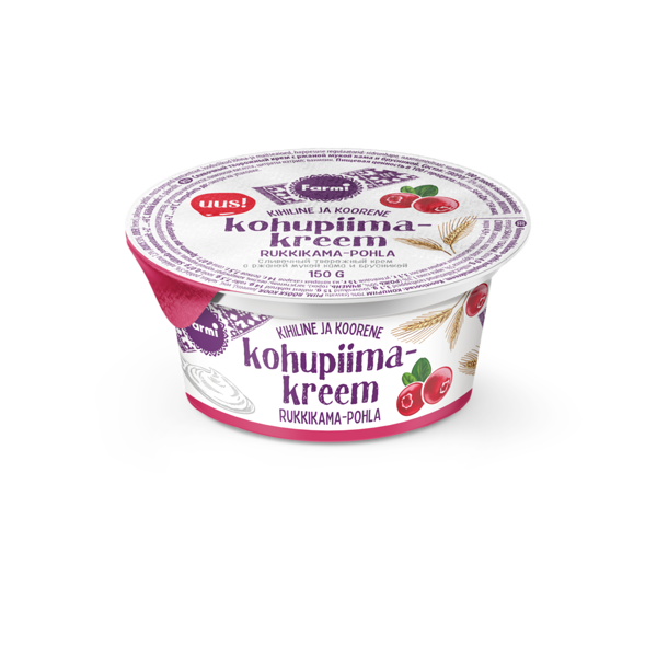 Rye Kama- lingonberry curd cream