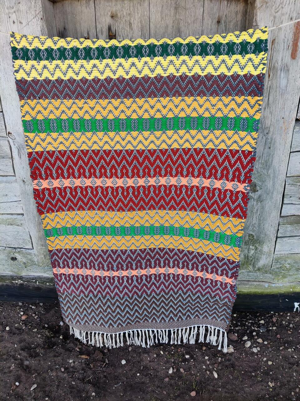 Tellitud vaip pruun -kollane, sõbakiri, mõõdud: 88 X 261 cm