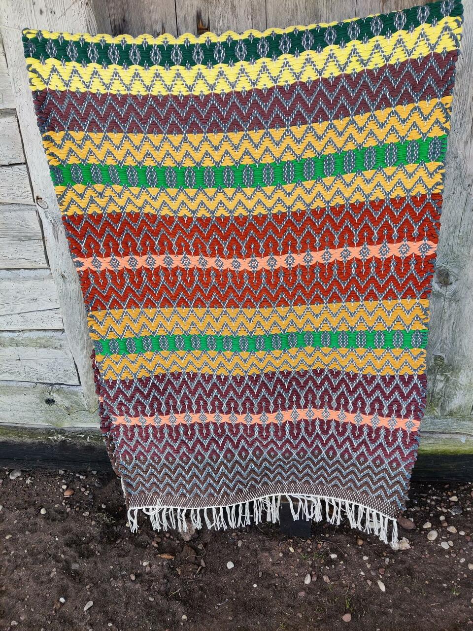 Tellitud vaip pruun -kollane, sõbakiri, mõõdud: 88 X 251 cm