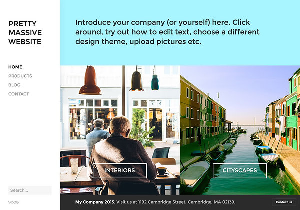 minimalist website design with colour and photo blocks