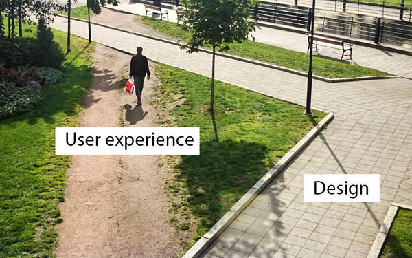 Métaphore montrant la différence entre l'expérience de l'utilisateur et le design de cette expérience
