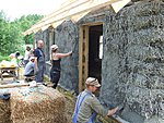 Plastering straw bale walls