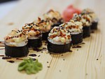 #59 DOUBLE ROLL / LÕHE, KALMAAR, MAJONEES, TOORJUUST, LUMEKRABI, UNAGI KASTE, MUSTAD SEESAMISEEMNED / 11.20€