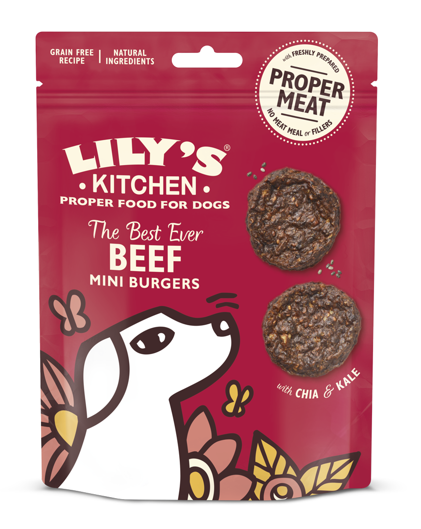 Lily's Kitchen maiused koertele. Parimad loomaliha miniburgerid, peale 4. elukuud. 70g