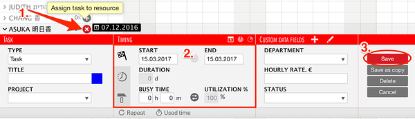 selecting task's start and end time selecting task's start and end time