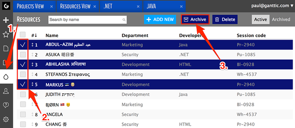 archiving resources in the resource list archiving resources in the resource list