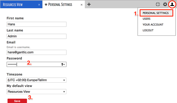 change personal settings change personal settings