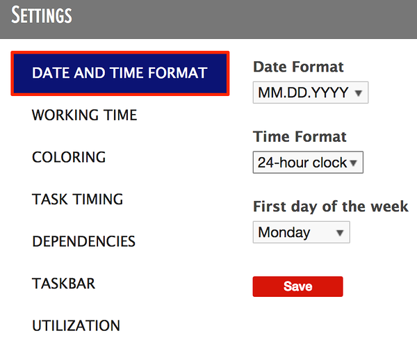the date and time format in the general settings of the planner the date and time format in the general settings of the planner