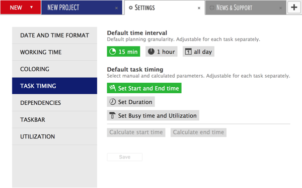 task timing general settings task timing general settings
