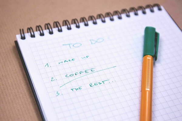 Prepare for the next day with a to-do list. Prepare for the next day with a to-do list.