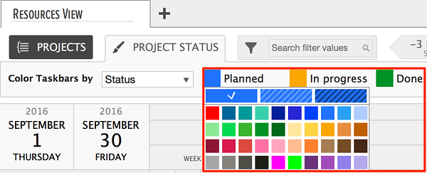 using different project colors for resource planning using different project colors for resource planning