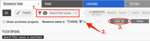 Clear resource filtering Clear resource filtering