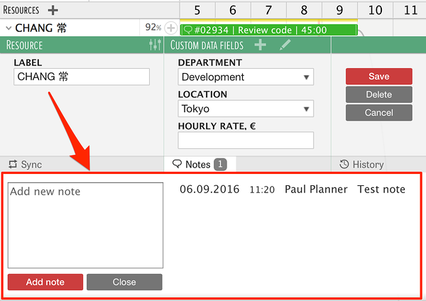 Add note to resource Add note to resource