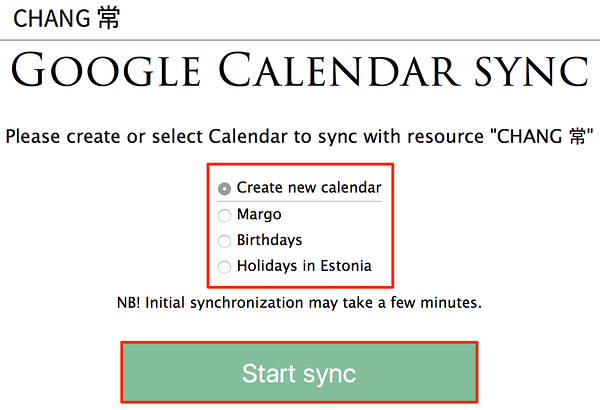 Select Google Calendar to sync with Select Google Calendar to sync with