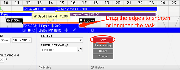 Reschedule or resize tasks with drag-release Reschedule or resize tasks with drag-release