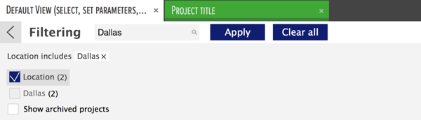 view parameters filtering view parameters filtering