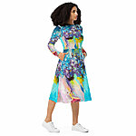 All over print long sleeve midi dress white right front 633c6fa413061