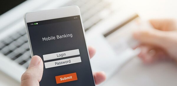 Mobile banking login credentials concept