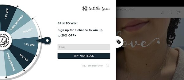 Isabelle Grace spin-the-wheel interactive display ad