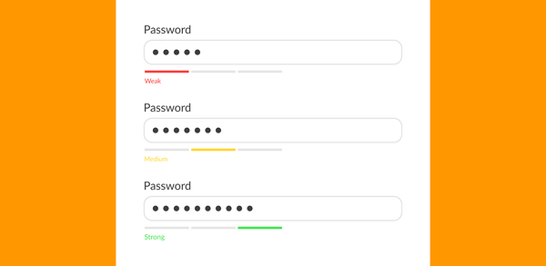 Signup screen showing 'weak password' error