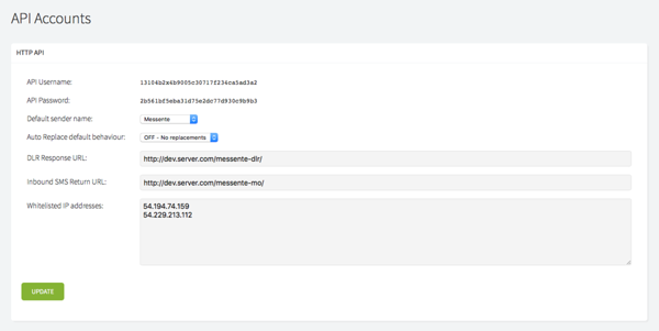 API settings