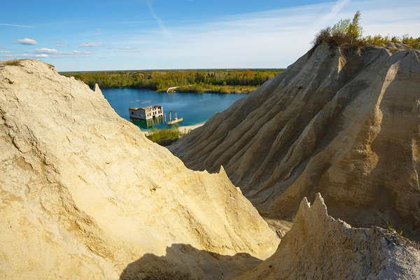 Rummu quarry lake on Peraküla-Aegviidu trail section, Mid-Estonia