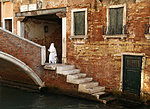 fotograafiliselt õigesse kohta saabunud nunn, Veneetsia, Itaalia