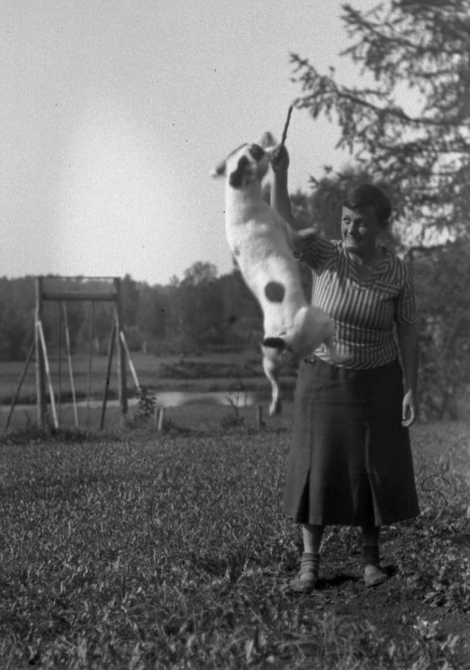 Karl Orviku foto Ella Rosensteinist koeraga mängimas