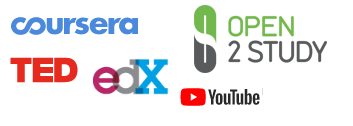Coursera, TED, edX, Open2Study, YouTube