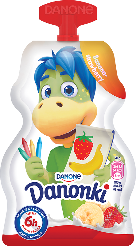 Banaanijogurt maasikatega, rikastatud kaltsiumi ja D vitamiiniga
