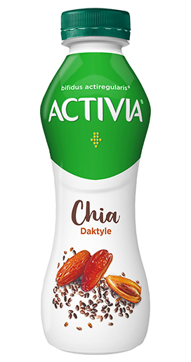 Datulių skonio jogurtas su chia sėklomis ir bakterijomis ActiRegularis®