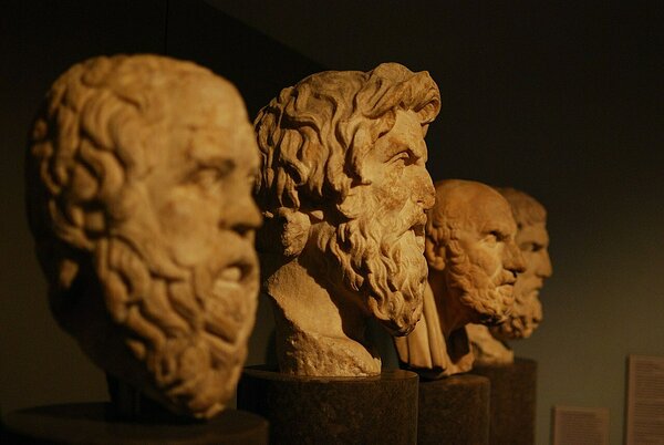 Vanakreeka filosoofid Sokrates, Antisthenes, Chrysippos ja Epikuros. Allikas: Wikimedia commons