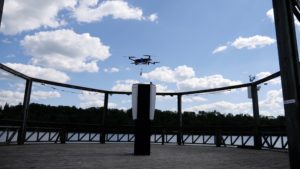 Cleveron's drone delivering an order by Viljandi lake