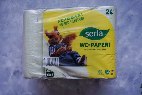 Serla tualettpaber plastpakendis. Soomest.