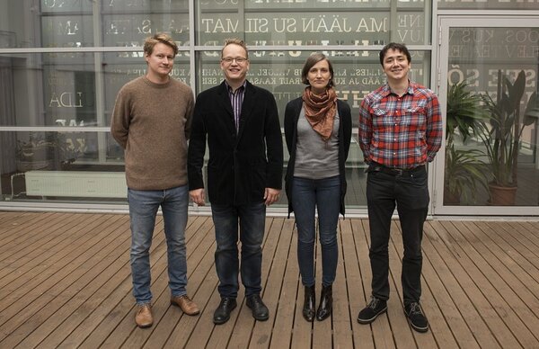 stipendiaadid Tanar Kirs, Leo Luks, Kristiine Kikas ja Indrek Ojam. Foto: Alar Madisson