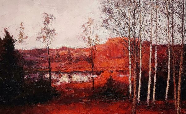 &quot;River Landscape. Evening&quot;. 2023. Oil on canvas. 100x160 cm. Private collection 