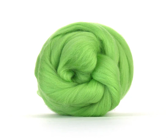 Bright green Leaf Corriedale top Bright green Leaf Corriedale top