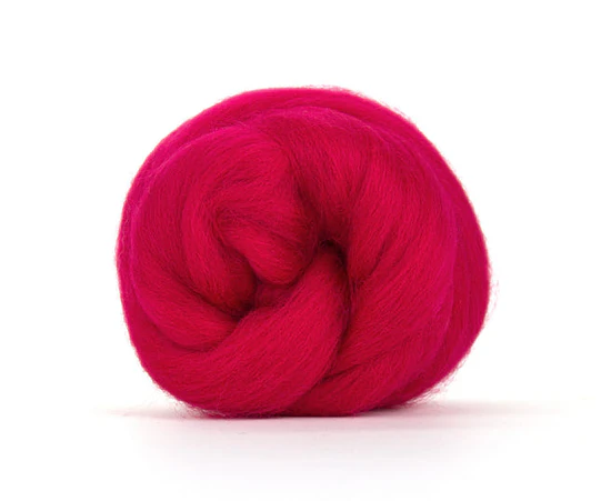 Stark red Crimson Corriedale top Stark red Crimson Corriedale top