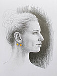 &quot;Girl with two earrings&quot; Graphite and glitter gel pen on paper, 21x29 cm. It&#x27;s a portrait of Estonian olympic hero Katrina Lehis who won individual bronze and gold medal with epee team. Available.