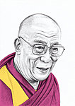 &quot;Tenzin&quot; 5B pliiats ja Photoshop A4 paberil. Tenzin Gyatso, 14. dalai lama. 2011. aasta augustis käisin teda Tallinnas Vabaduse väljakul kaemas. Rahvast oli palju nagu rokk-kontserdil. Elamus oli eriline.  Sellest pildist on saadaval A4 prindid.