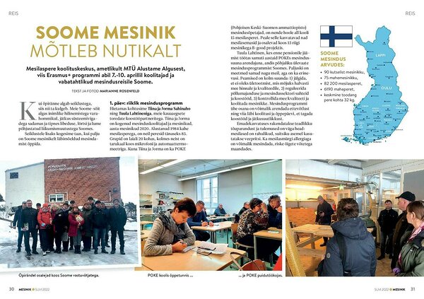Mesinik-koolitajate õpiränne Soome, rahastajaks Erasmus+